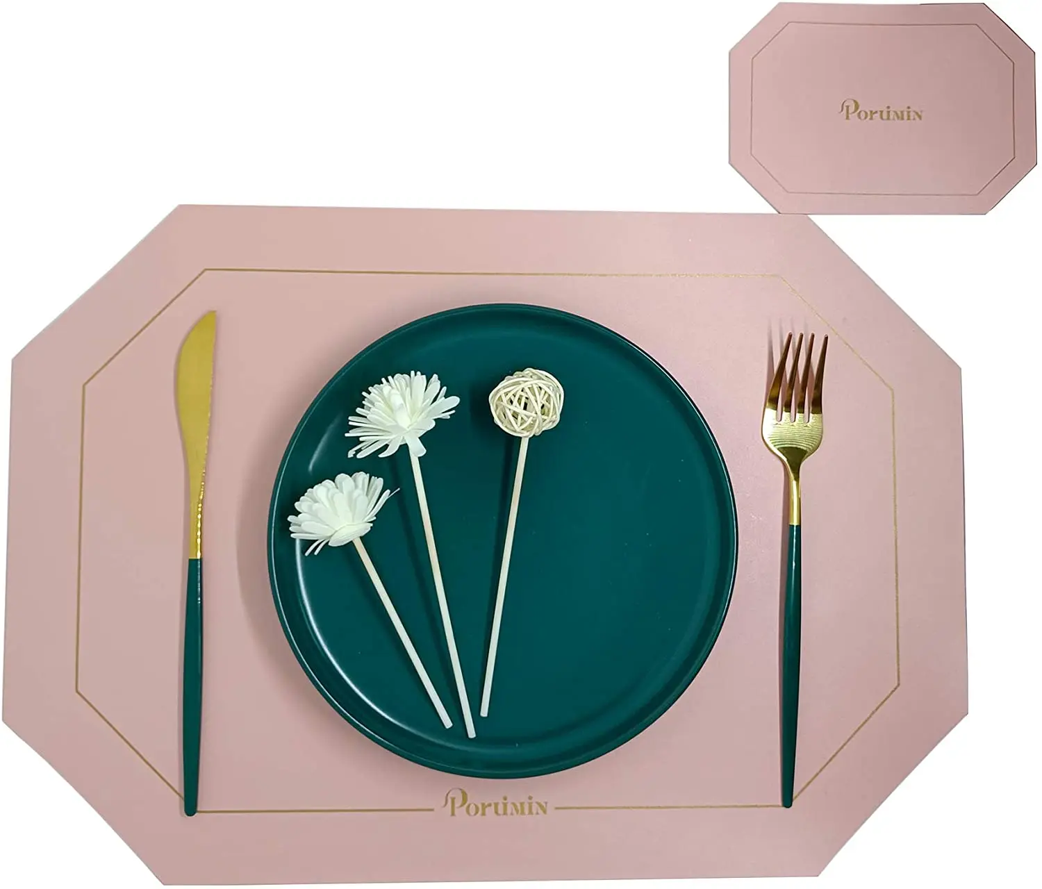 Pu Leather Table Mats And Coasters Set Heat Insulation Stain Resistant