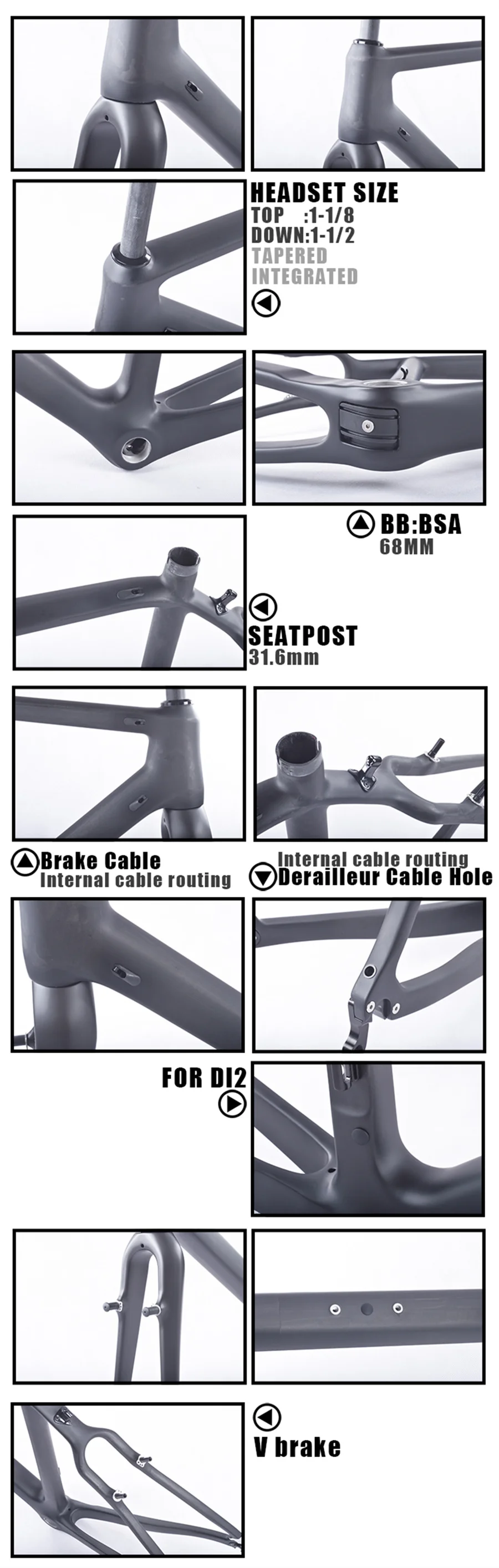 Bike Frame Carbon Fixed Gear Disc Brake Bsa Carbon Bike Frameset Aero