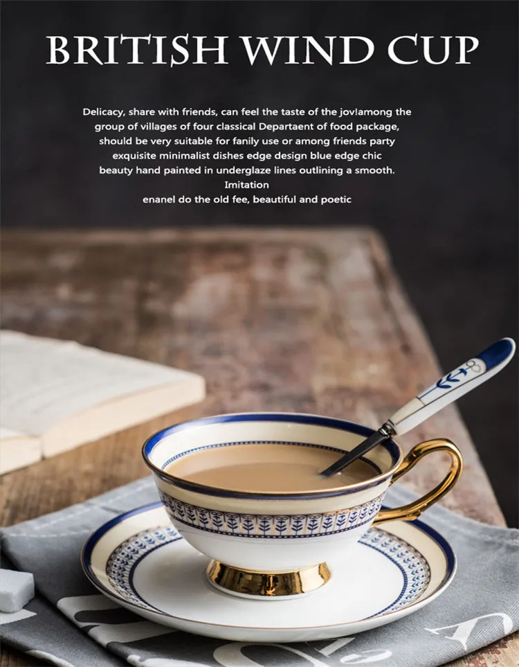 Ceramic Water Mug Afternoon Tea Cup Gold Edge European Style  Coffee Cup