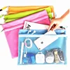 Random Color Oxford Double Layer Paper Document File Bill Zipper Bag Pencil Pouch