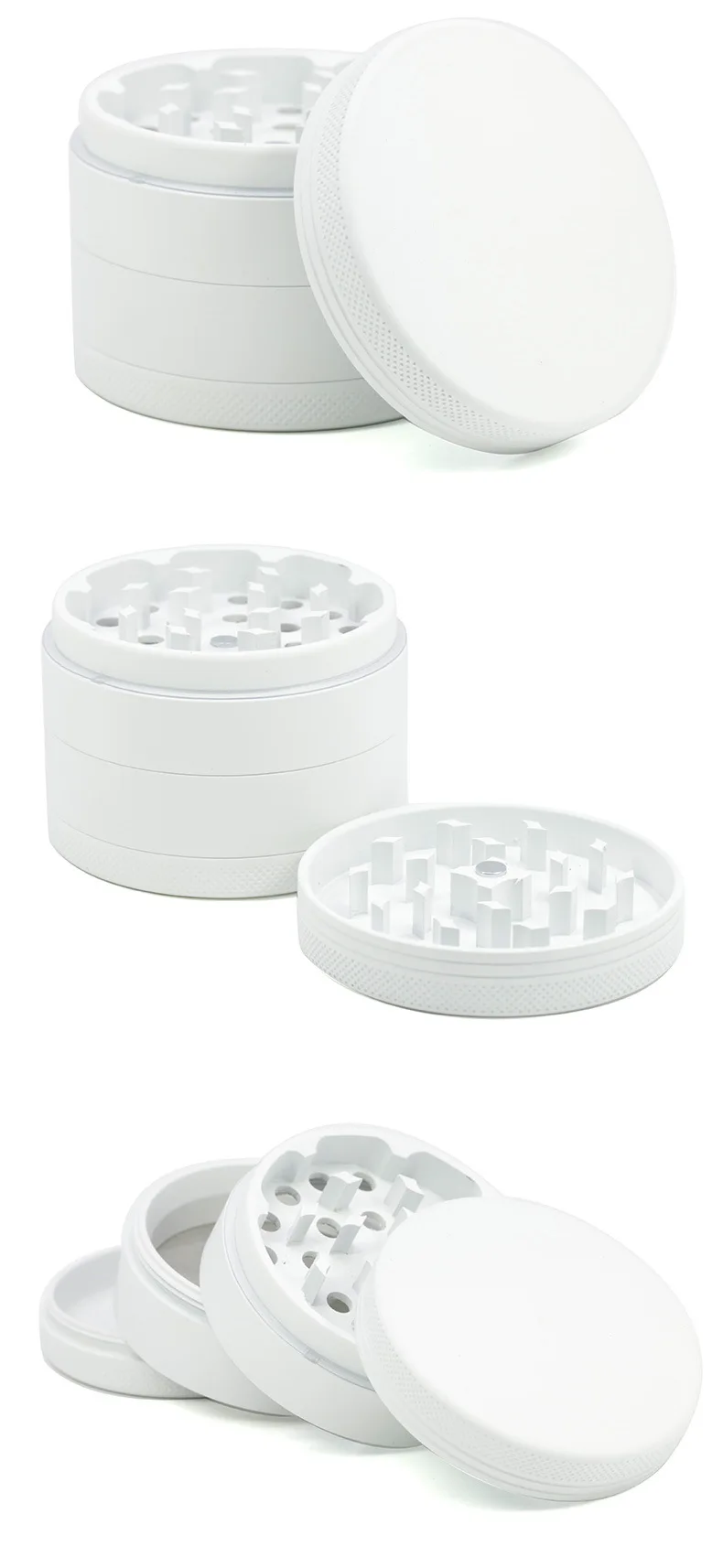 4-piece 2.5 inches Aluminum white color herb grinder weed