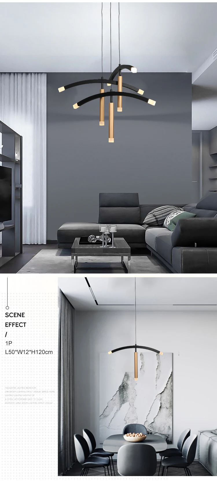 Unique Design Suspending Dining Room Modern Decorative Northern Europe Black Led Chandelier Lamp