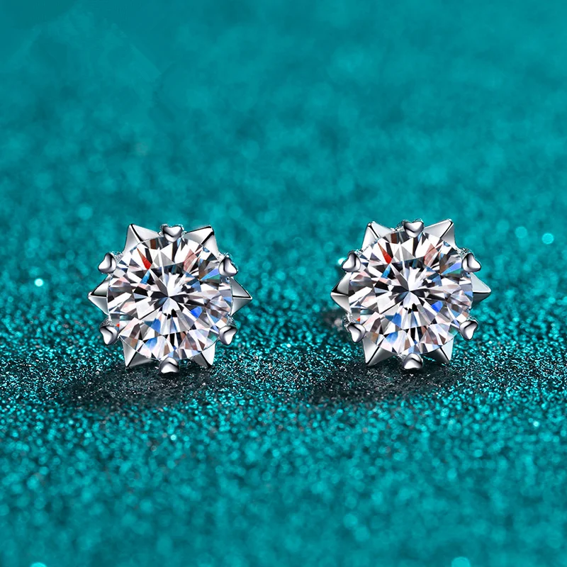 BLUE GREEN MOISSANITE SILVER STUD outlets EARRINGS S925