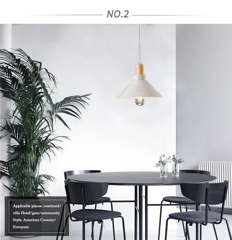 Nordic Restaurant Cafe Bedside Single Head Cement White Simple Small Chandelier