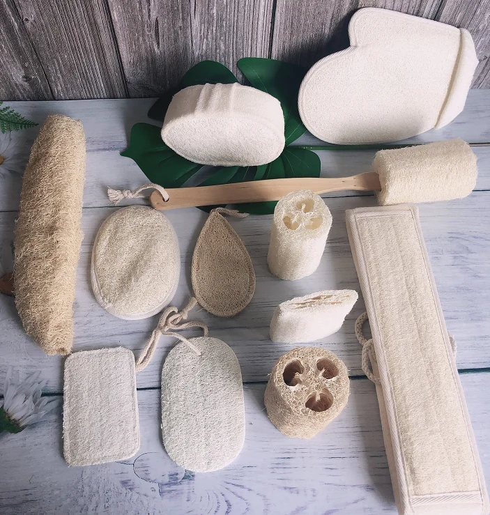Natural Loofah Sponge Body Shower Bath Kitchen Scrub Scrubber Brush