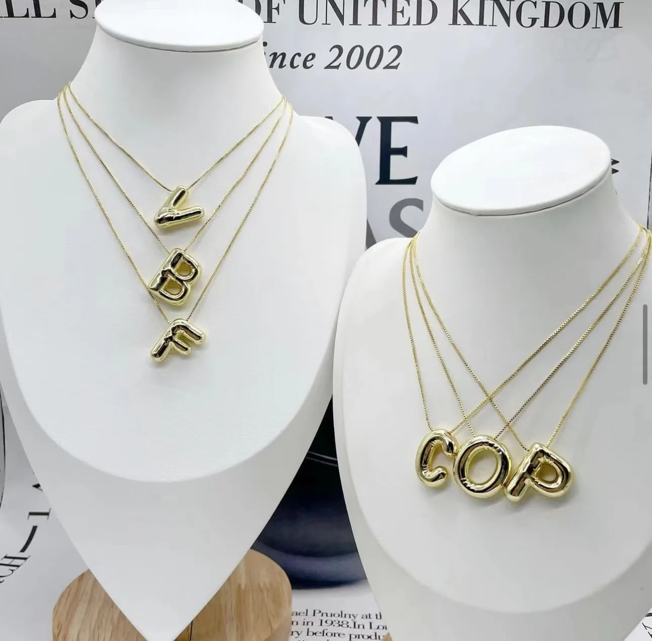 Amazon Hot Custom Letter Copper With 18k Gold Vacuum Plated Necklace