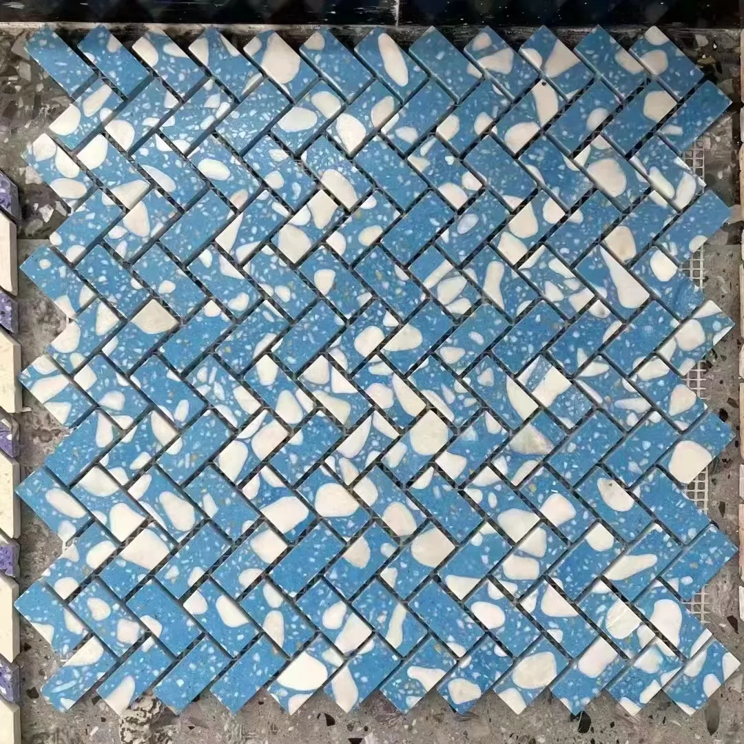 product irregular shape colorful terrazzo look mosaic tiles decorative background stone bathroom kitchen mosaic wall390-0