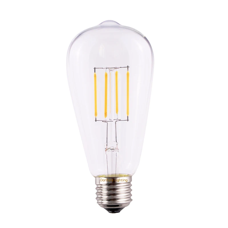 High brightness dimmable 4w 6w 8w e27 bulb light ST64 S21 LED Filament lamp