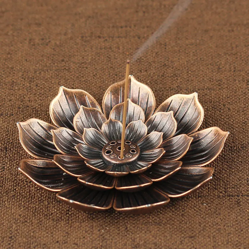 Worldwide Free Shipping Alloy Incense Burner Stick Holder Plate Burner Plate Buddhism Coil Lotus Censer Buddhist Temples Yoga