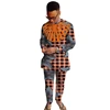 wholesale Fashion Dashiki African Wax Print Mens Shirt and Trousers Sets 2 Pieces Sets Mens Clothing gift WYN249