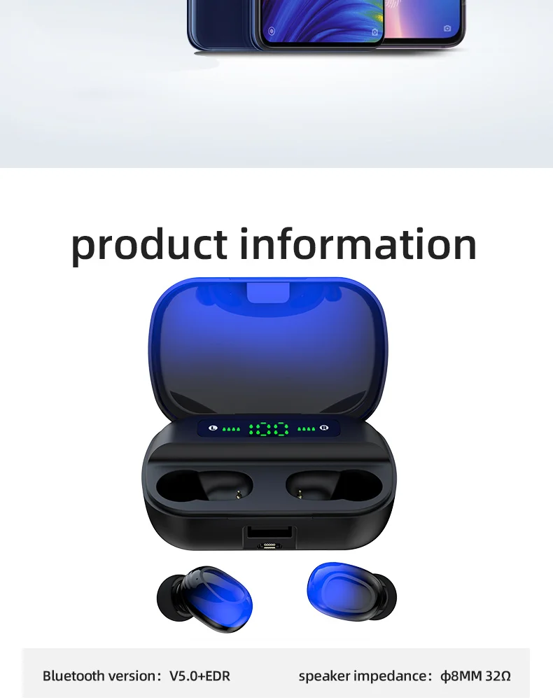 HBQ Q82 V5.0 Mini TWS Wireless Bluetooth Earphone 20H Play Time Wireless Headphones Bluetooth Headset With Mic for Phone - ANKUX.COM