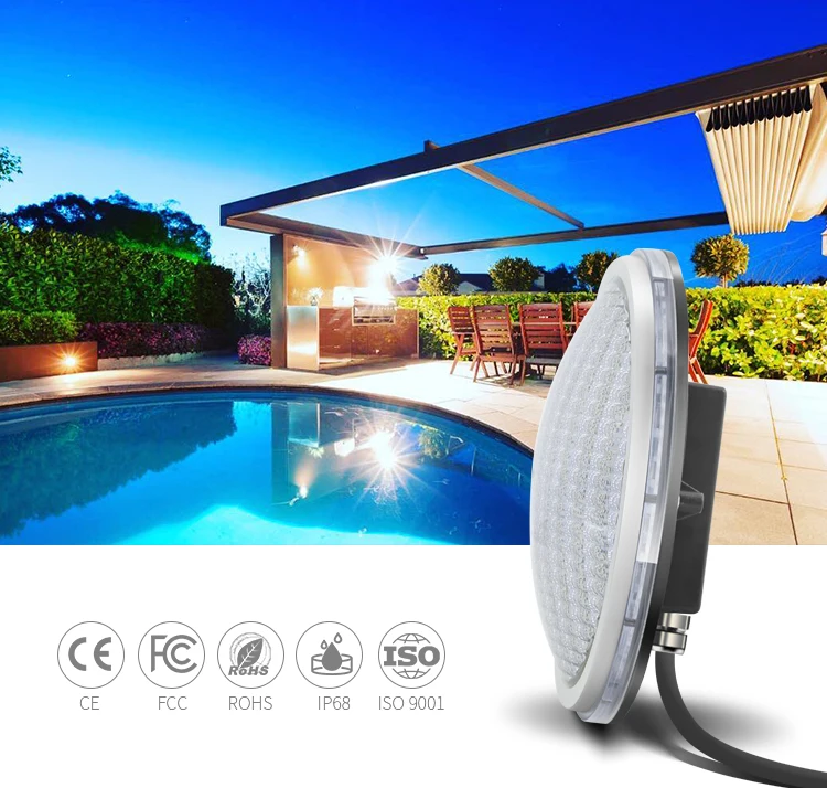 Shenzhen Professional RGB FLAT PAR56 LED underwater swimming pool light bulb flat 12v IP68 ABS