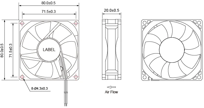 Coolcox 80x80x20mm Dc Cooling Fan,8020 Pc Case Cooling Fan,80x20mm