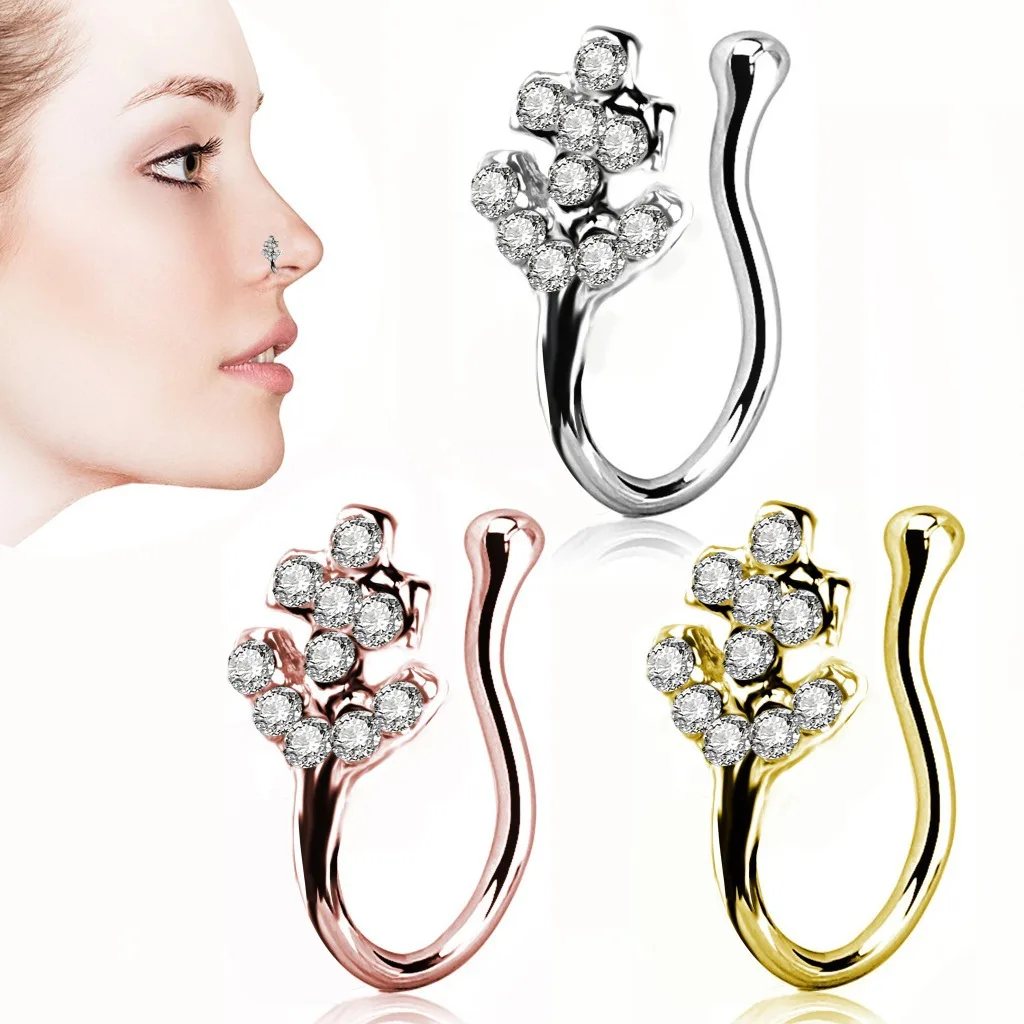 

Gaby Hotsale nose cuff Hoop Clip on nose ring non piercing faux nose rings Jewelry, Silver /gold/rosegold color