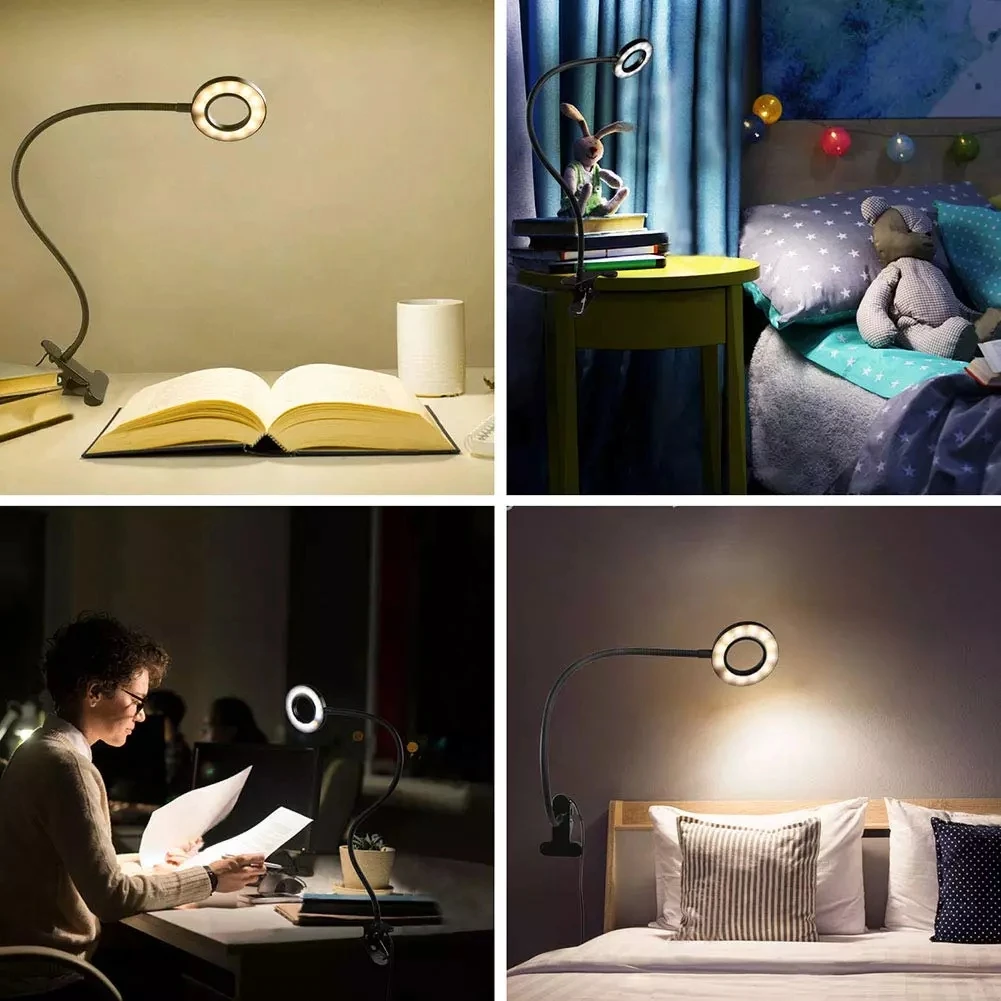 USB Powered Remote Control Flexible Home Office Study Reading Room Clip LED Table Night Lamp