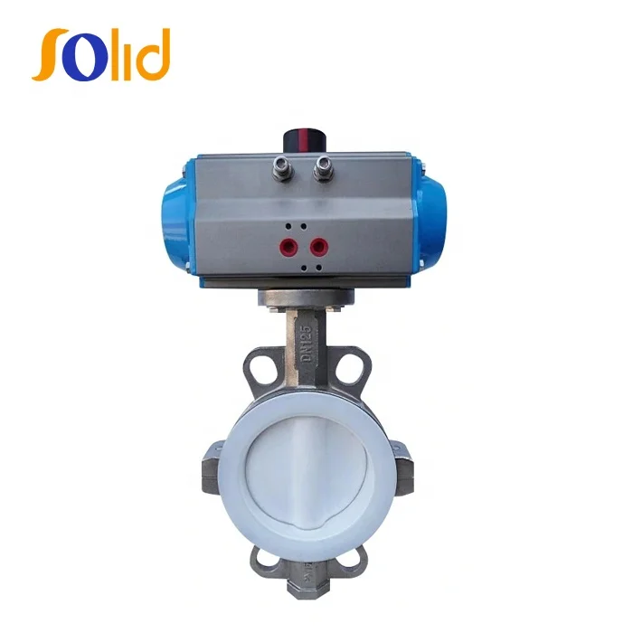 Ductile Iron PTFE Lind Seat Encapsulated Disc Wafer Type Butterfly Valve