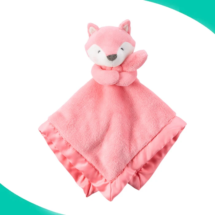 Custom High Quality Plush Square Cuddle Animal Head Baby Security