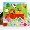 3 in 1 Wooden Matching Puzzle Borad Montessori Shape Sorter Number Blocks Early Childhood Learning and Educational Toys