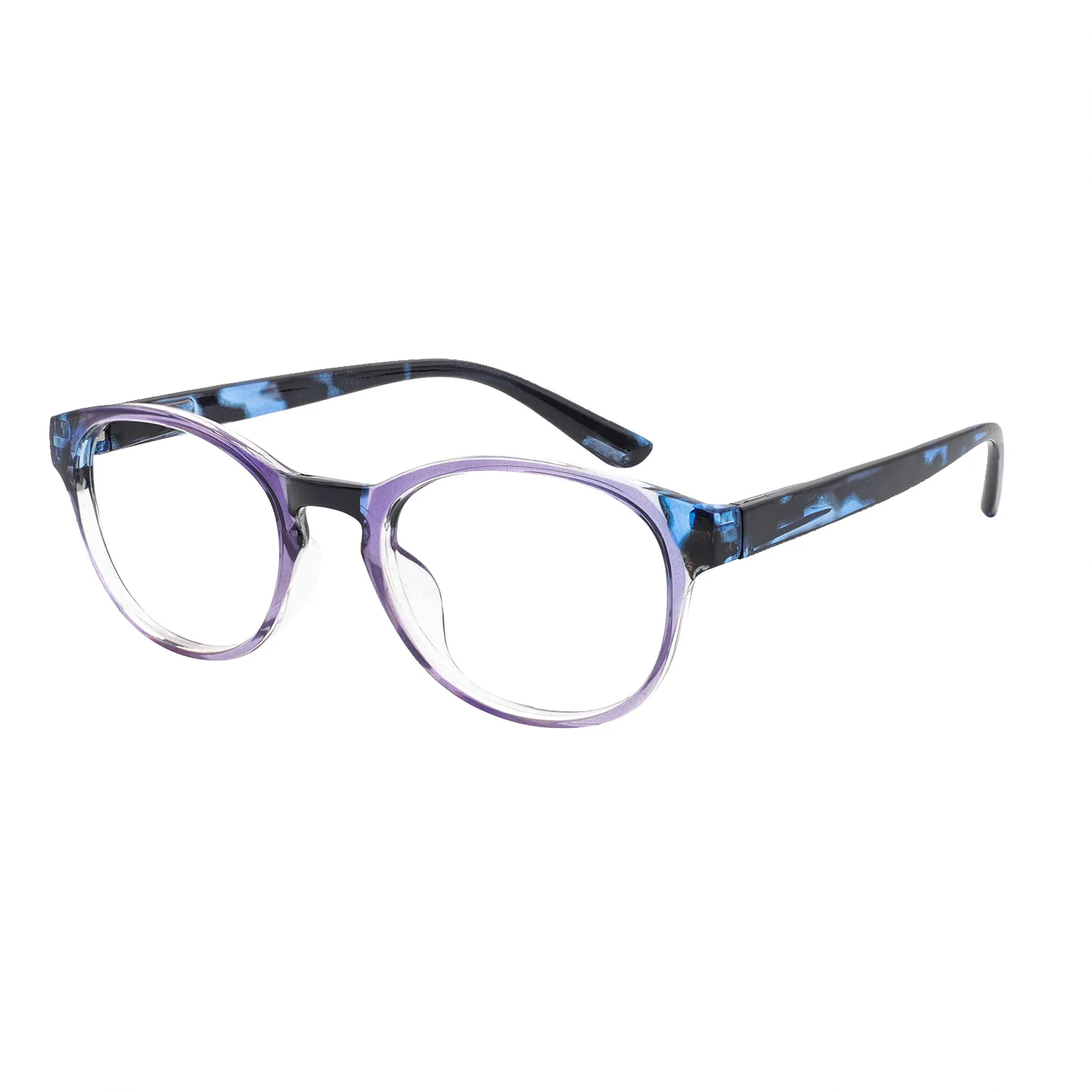 时尚圆形框架耐久弹簧铰链精致图案寺庙黛米灰紫色玫瑰红色眼镜