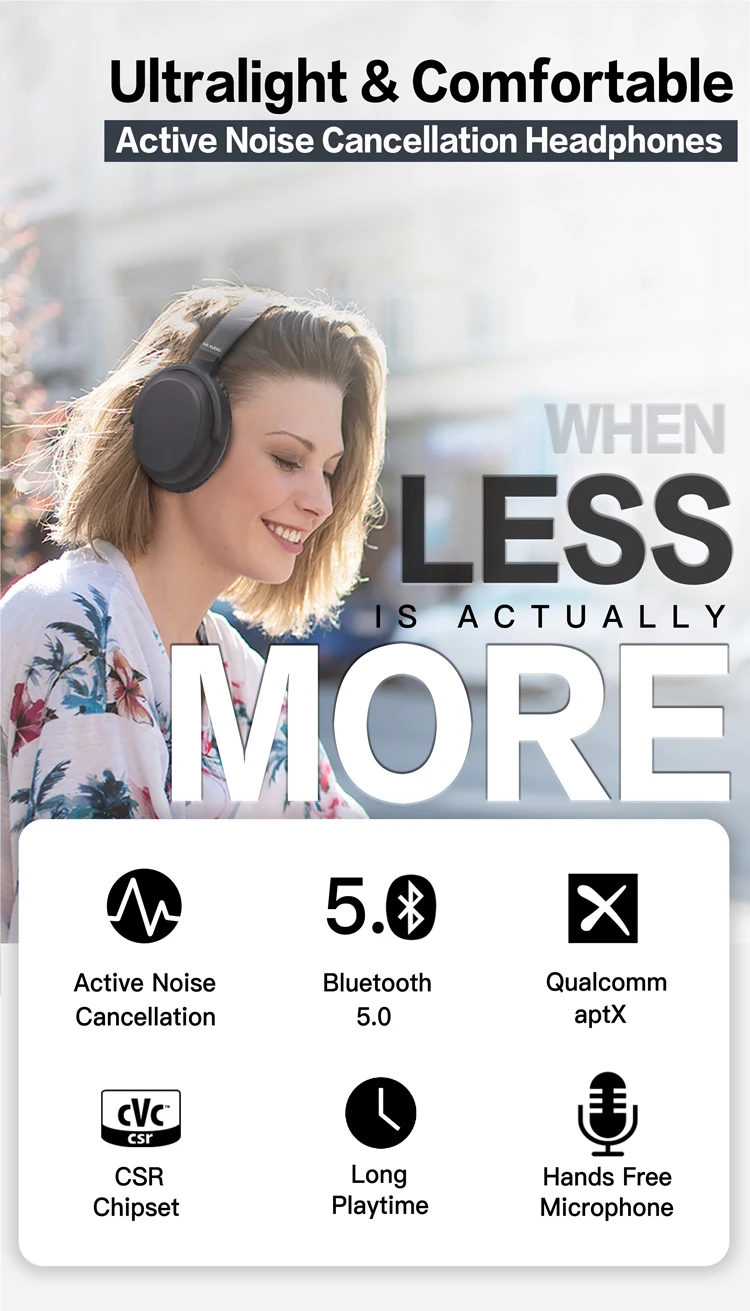 Mini Active Noise Cancelling Headphones with Light Weight Size Design for Sports Running Gym Student Work Traffic Airplane Music - ANKUX.COM