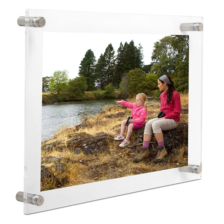 Frameless Picture Frame Wall Mount 8.5 X 11 Clear Floating Acrylic