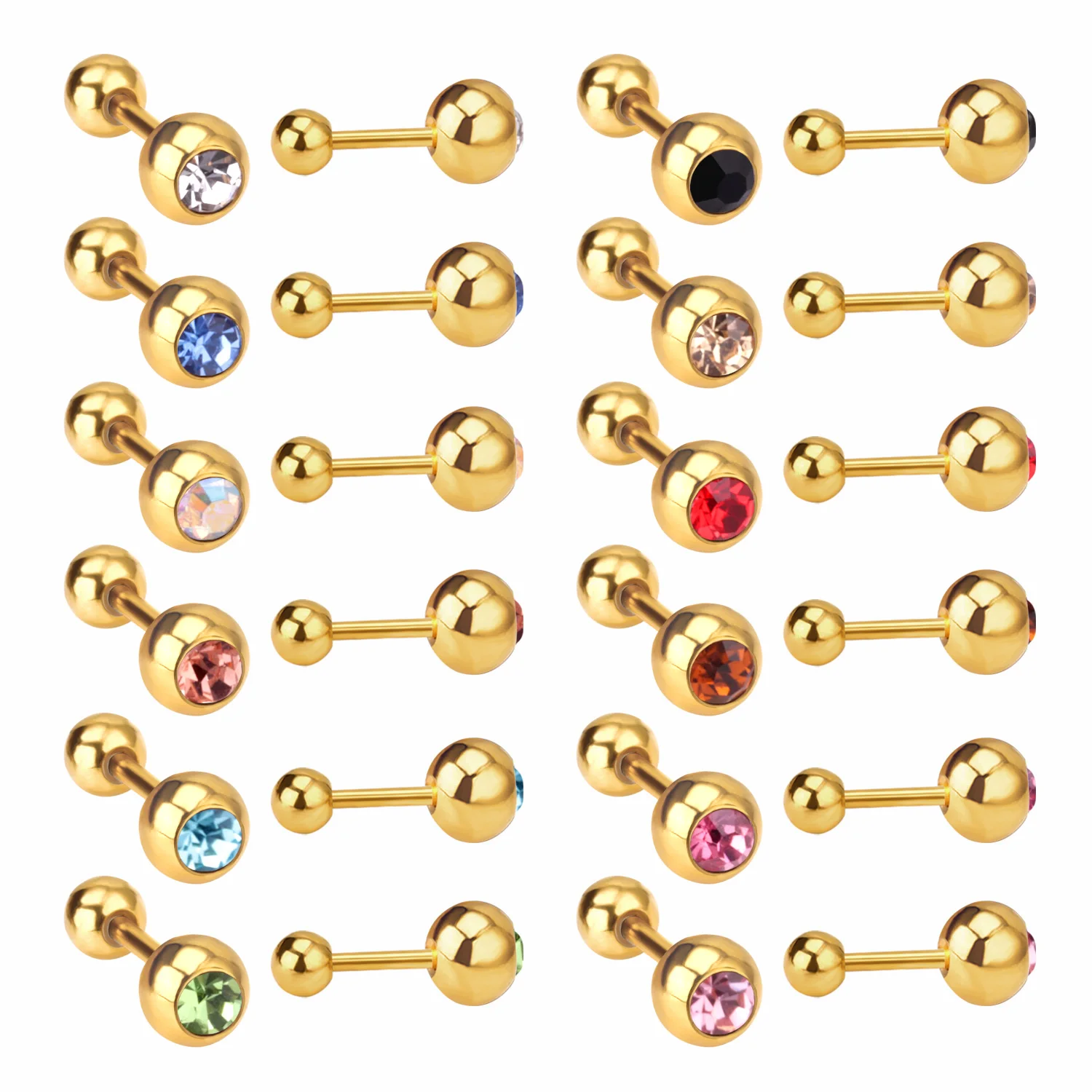 

Simple Design Multi Colored 14k 18k Latest Gold Round Zircon Earrings Women Girls, Sliver or gold
