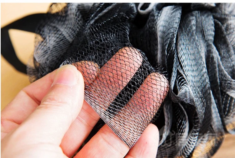 Shower Puff Black Bath Sponge Shower Loofah Pouf Bathing Ball Nature