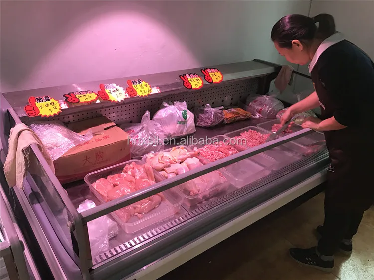 Fresh meat display fridge top glass door horizontal display freezer in Australia