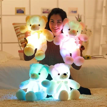 
Free Sample 50cm Creative Colorful oso de peluche con luces Light up Bear Plush Stuffed Animals LED Teddy Bear 