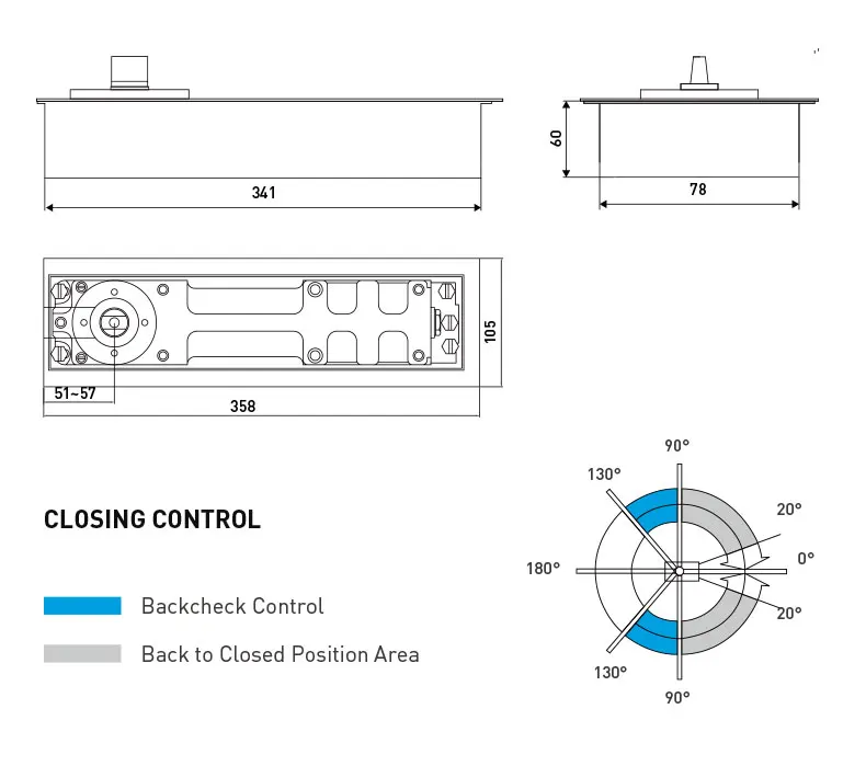 Heavy machine 300kg High Quality Door Hardware  Glass Door  Floor Spring Door Closer TS-80