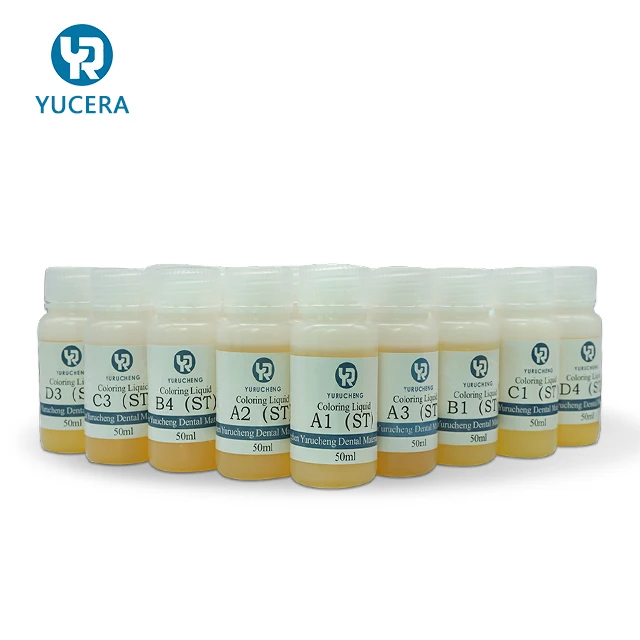 Yucera Dental Coloring Liquid 16 Colors for Zirconia Full Contour Crown Dental Lab Materials Dentures Dyeing Liquid