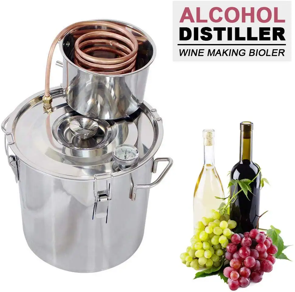 
3 Gal12 Liters 2 Pots Home Distiller Moonshine Alcohol Boiler Copper Home Brewing Kit with Thumper Keg Stainless Steel (11L Dis 
