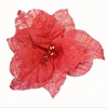 Christmas tree decorative silk flower gold poinsettia flower and red glitter christmas tree ornaments