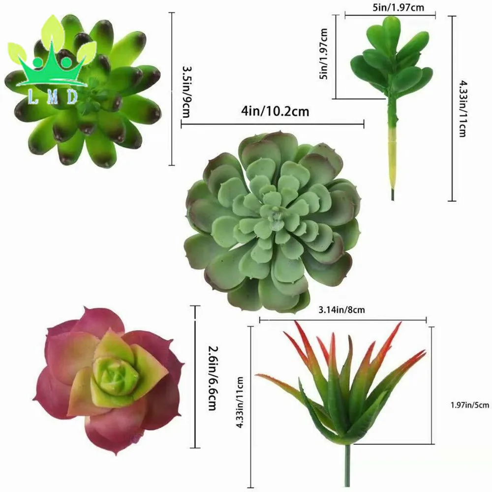 11 Pack Artificial Succulent Flocking Plants Unpotted Mini Fake