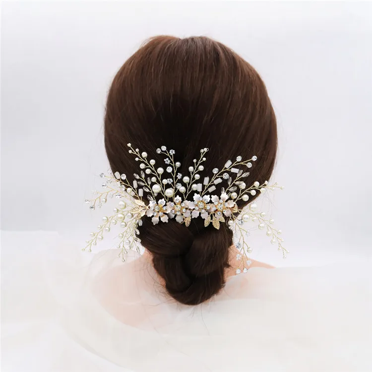 Trendy Gold Pearl Crystal Wedding Hair Combs Hair Accessories For Bridal  Flower Headpiece Women Bride Hair Ornaments Jewelry - Buy Gold Pearl  Hairband,Pearl Hair Comb,Wedding Accessories Product on 
