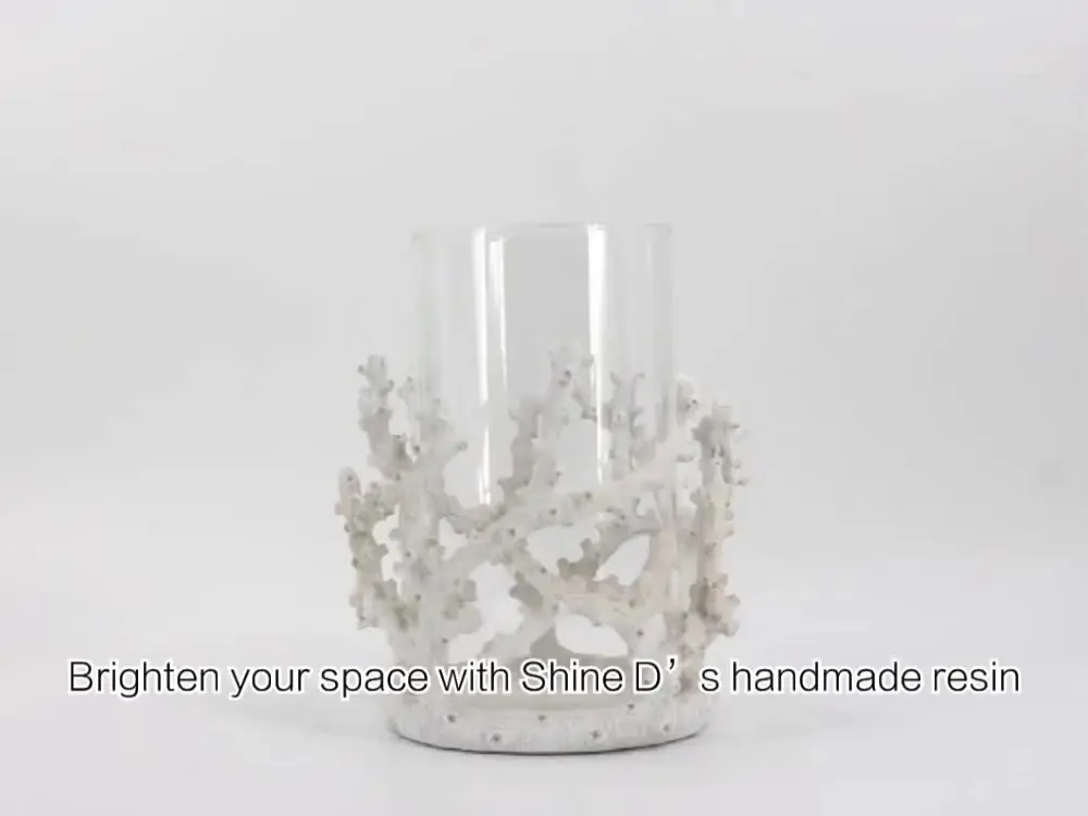 Portacandele in Vetro a Forma di Cilindro con Base in Resina a Forma di Corallo, Decorazione per la Casa, Fatto a Mano, Natalizio, Bianco, Alto, 100 Pezzi, Brillante D
