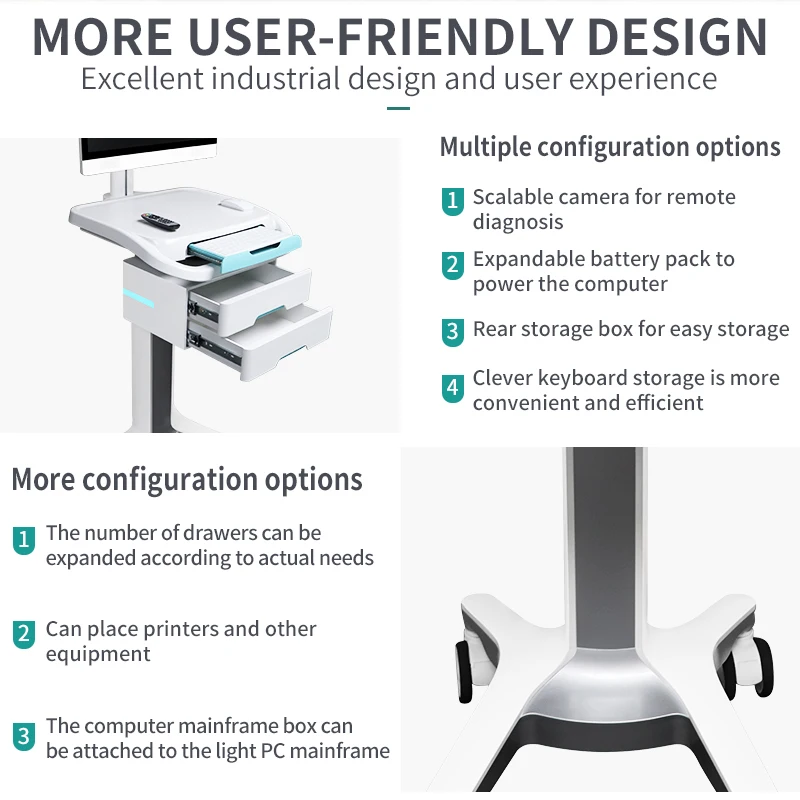 product nurse station equipment device hospital trolley medical laptop tablet mobile computer telemedicine carts-69