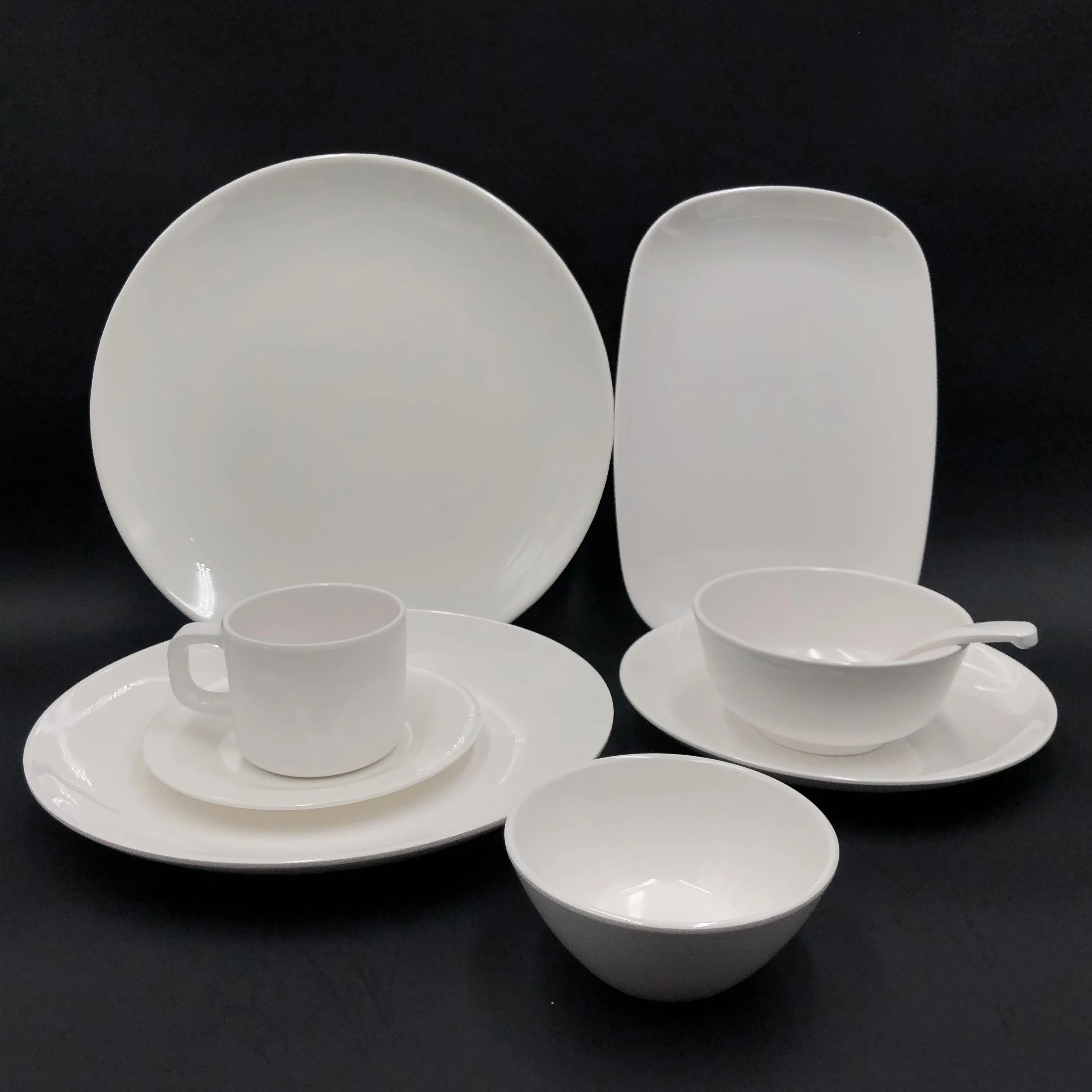 中国直销白色餐具创意浮雕装饰定制三聚氰胺餐具