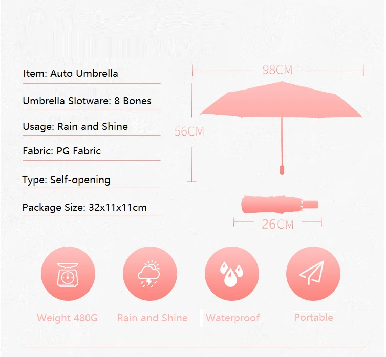 OEM Strongest Light Portable And Automatic Folding Rain Windproof Umbrella Durable Premium Grip Fits Car Backpack_voghion.com