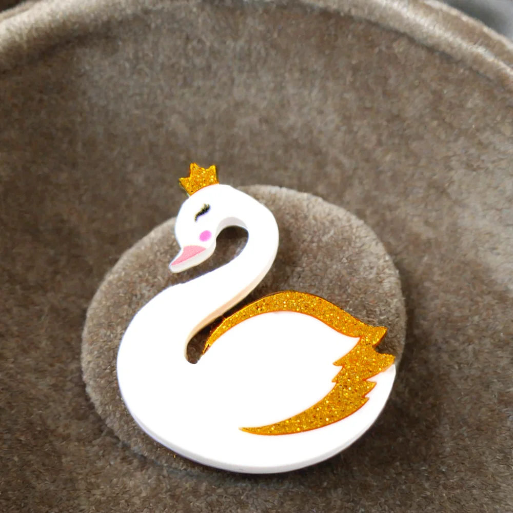 2024 Best Selling Summer Women's Acrylic Coat Brooch Beautiful Swan Series Handmade High Quality Accessory Custom Inlay Free supplier