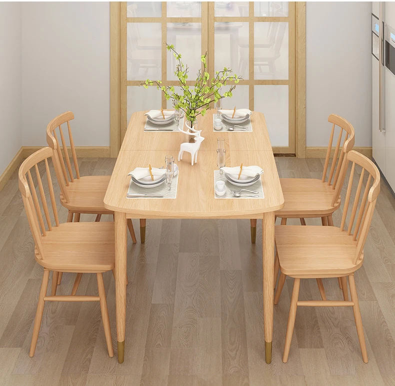 product-natural wood color home furniture popular luxurysoild wooden dining room table sets for smal-1