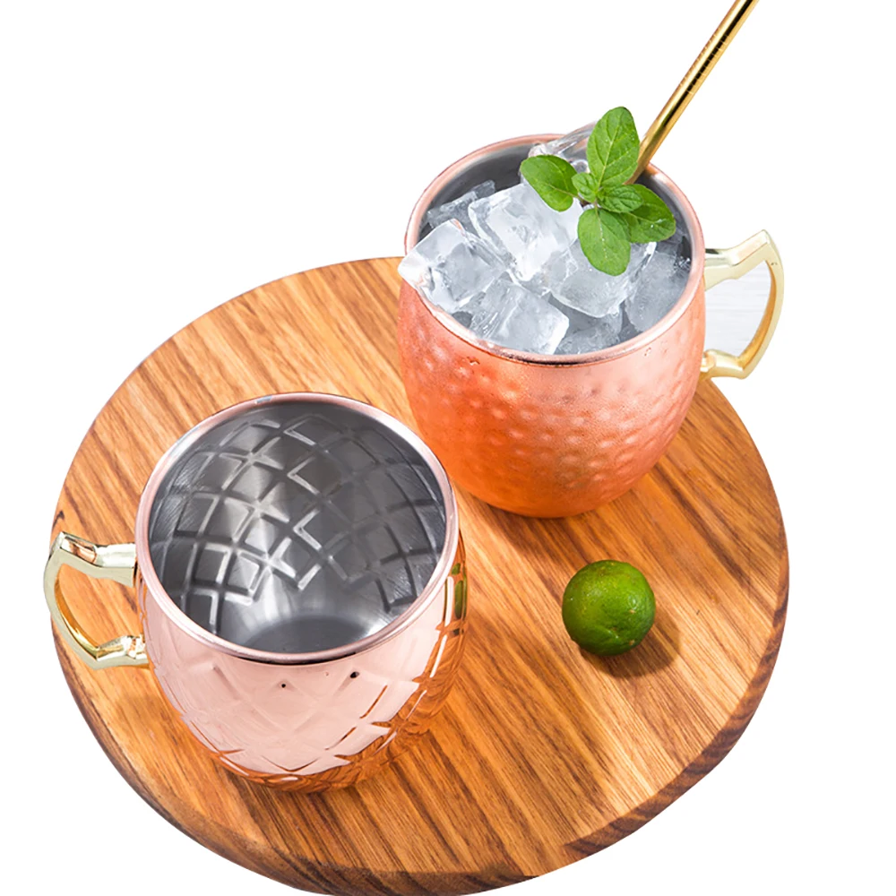 Amazon Hot Sale 2020 Home Bar Drinkware Copper Plated Cocktail Cups 304 Stainless Steel Mug 16oz Copper Beer Moscow Mule Cup