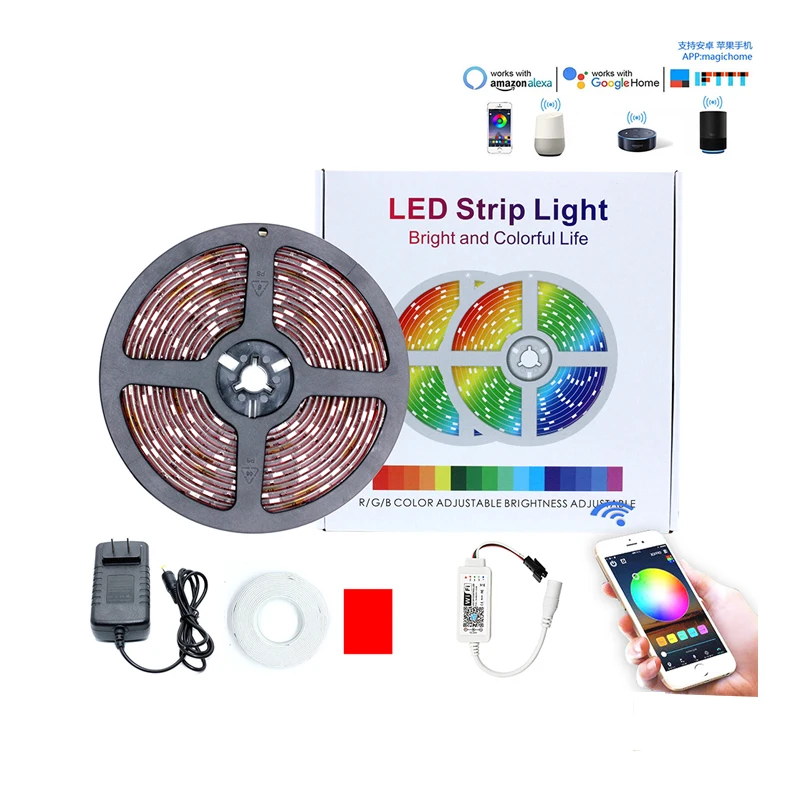 Work with Alexa google home Symphony LED lights with 12V color changing 5050 RGB wifi strip set