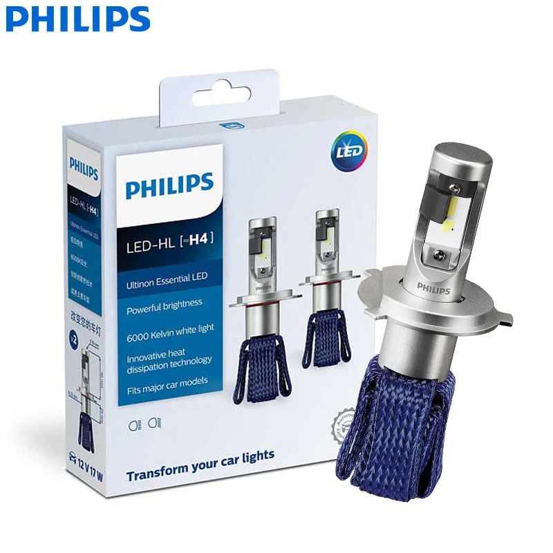 Philips Ultinon Essential ThermalCool 9003 HB2 H4 12V 11342UEX2 6000K Bright Car LED Headlight Auto HL Beam LED headlight