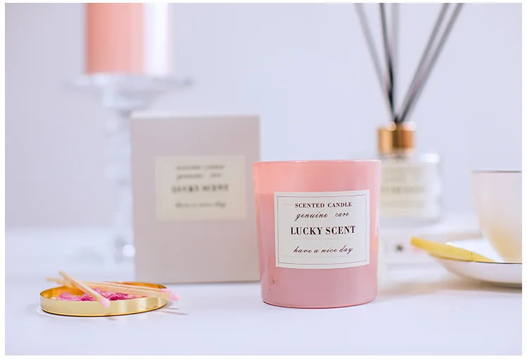 150g Natural Soy Wax Aromatherapy Glass Creamy vanilla Scented Candles Gift Set