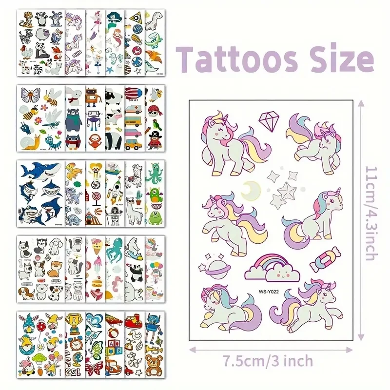 30 Sheets Luminous Tattoos,Mixed Styles Temporary Tattoo Stickers ...