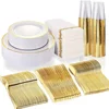 /product-detail/350-piece-white-with-gold-wedding-disposable-dinnerware-set-62345030443.html