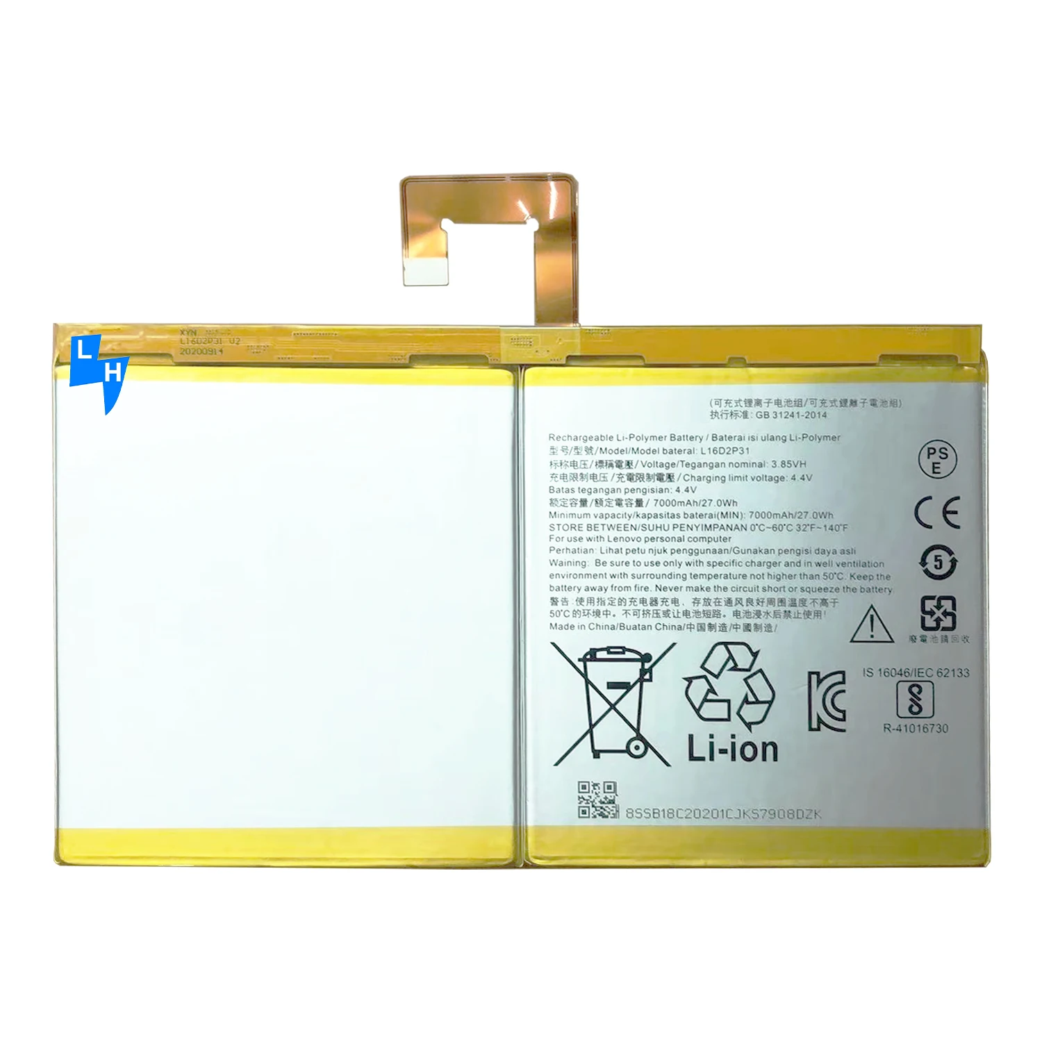 
7000mAh L16D2P31 TB-X304 Tab battery for Lenovo Tab 4 10 battery 