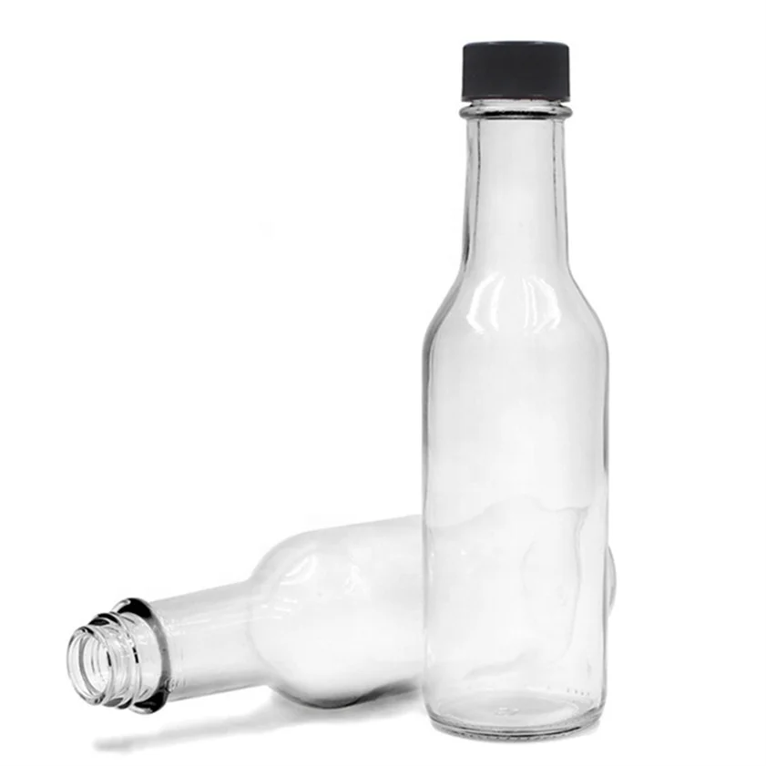 150ml 148ml Woozy 5oz Clear Empty Plastic Screw Cap Glass Chili Sauce Vinegar Glass Bottles