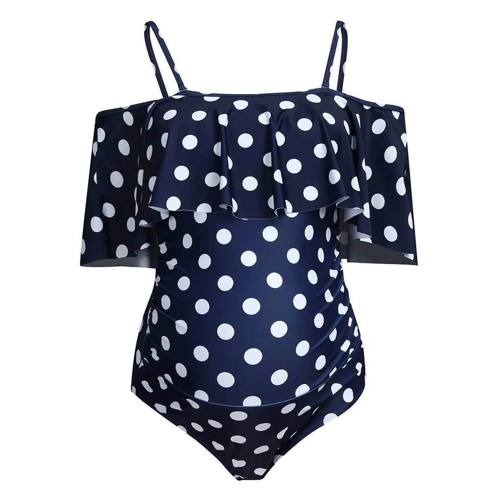 Lady Maternity Swimwear Summer Bikinis Off Shoulder One Piece Women